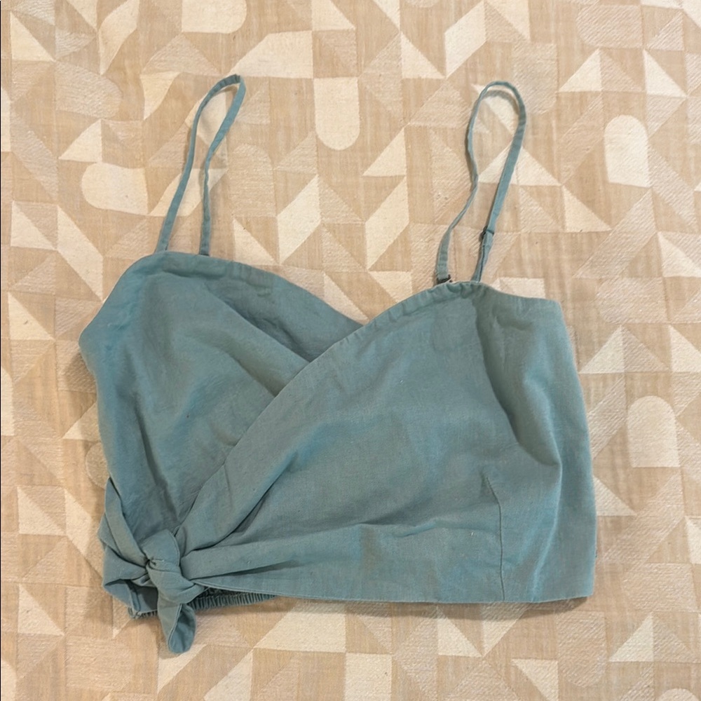 Roxy Teal Wrap Crop Top